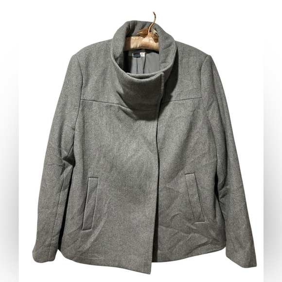Old Navy gray Funnel Neck Wool pea coat Jacket Size Large - Picture 2 of 6